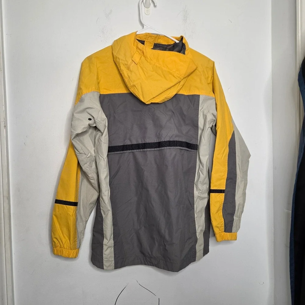 Columbia Kids Yellow Grey Colorblock Packable‎ Windbreaker Jacket Size 14/16 XL